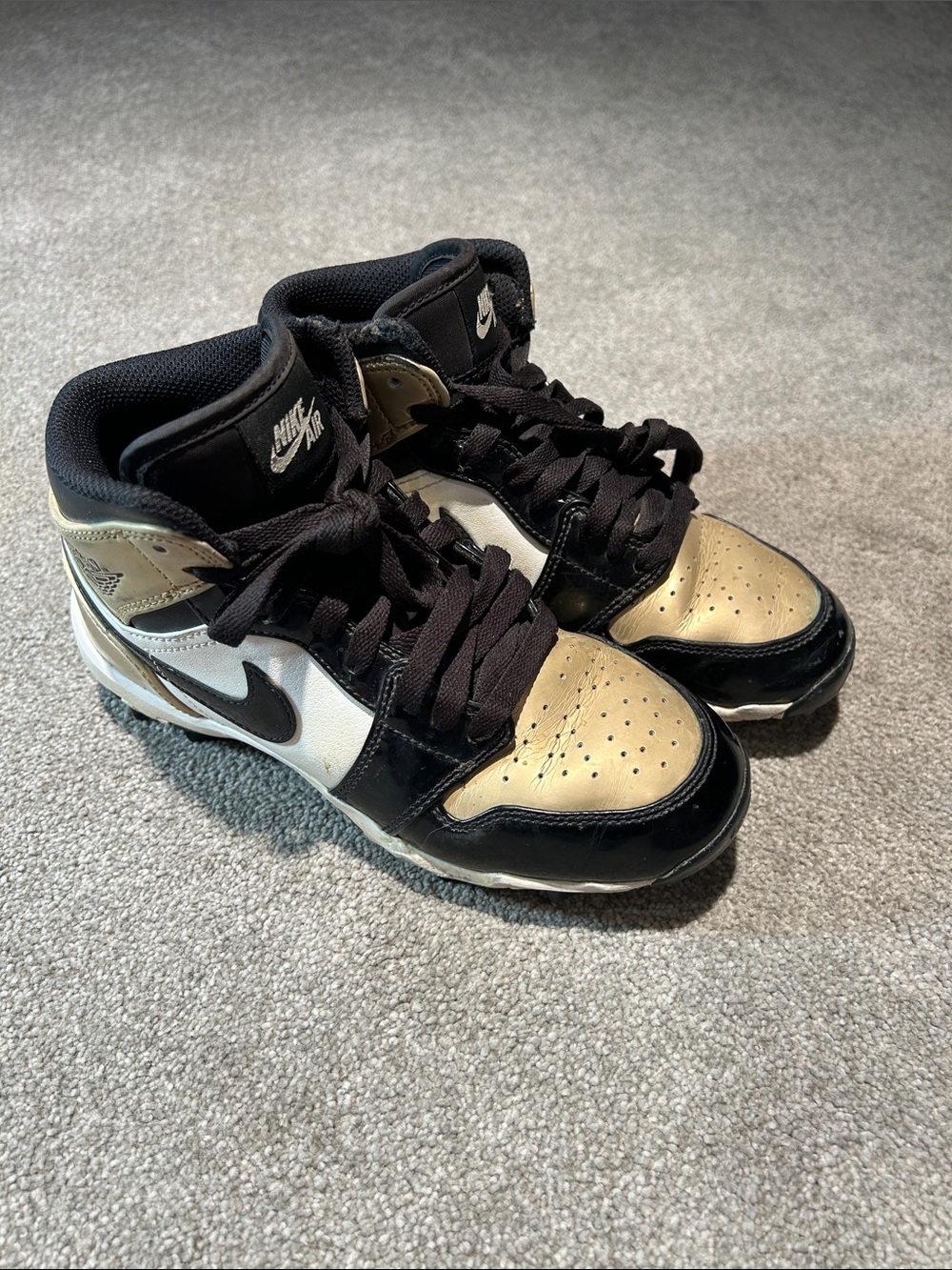 Nike Jordan Black, White & Gold High-Top Cleats